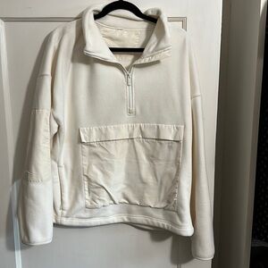 Alo White Blackcomb Yoga Polar Fleece Zip Pullover